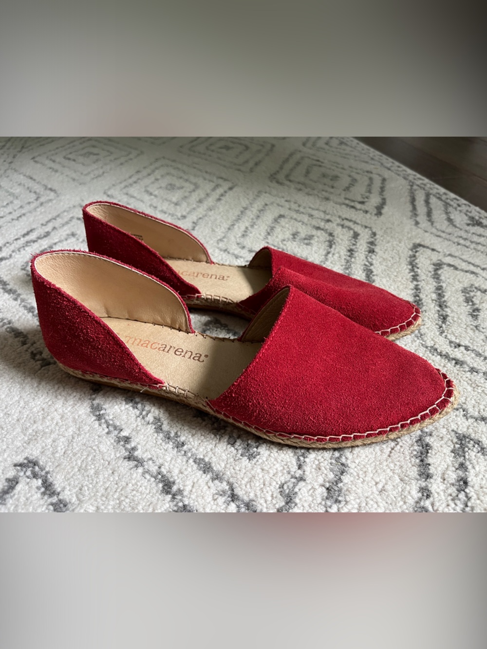 Macarena Red Suede Women's Espadrille Flats